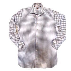 Peter Millar Mens Purple Plaid Button Down Size Large Shirt